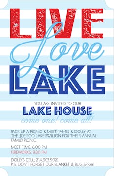 Live Love Lake Invitation 