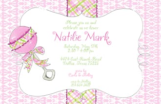Rattle Me Baby Invitation - Pink