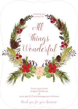 Botanical Wreath Flat Holiday Greeting Card