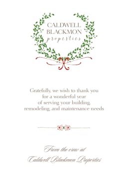 Christmas Wreath Flat Holiday Greeting Card