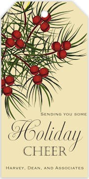 Holly Berry Branch Hanging Gift Tag