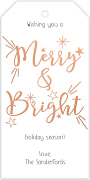 Rose Gold Merry and Bright Hanging Gift Tag