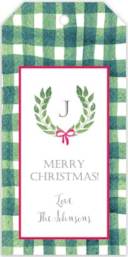Painted Gingham and Wreath Gift Tag
