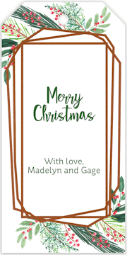 Holiday Greenery with Geometric Frame Hanging Gift Tag