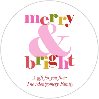 Colorful Merry & Bright Gift Sticker