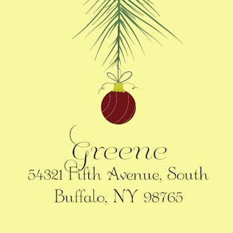 Tree Branch Ornament Square Return Address Label