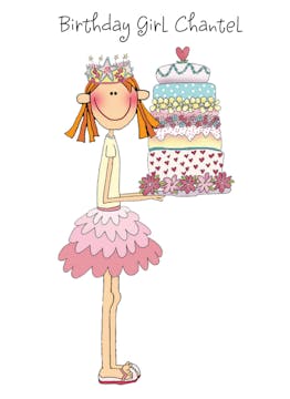 Personalized Character Birthday Girl Folded Note
