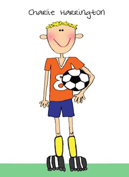 Personalized Character Soccer Boy Folded Note