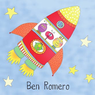 Personalized Character Astronaut Flat Square Calling Card