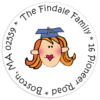 Personalized Character Graduation (Girl) Round Sticker