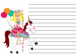 Personalized Character Carousel Lined Flat Note