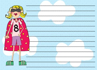 Personalized Character Super Girl Lined Flat Note