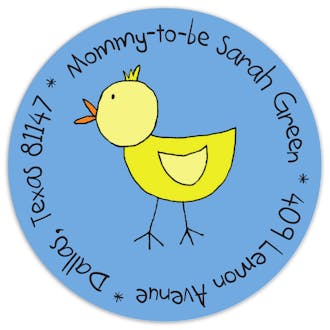 Blue Little Chick Round Sticker