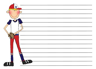 Personalized Character Baseball Lined Flat Note