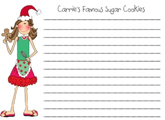 Personalized Character Holiday Cookies Lined Flat Note