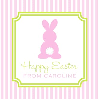 Easter Bunny Pink Stripes Gift Sticker