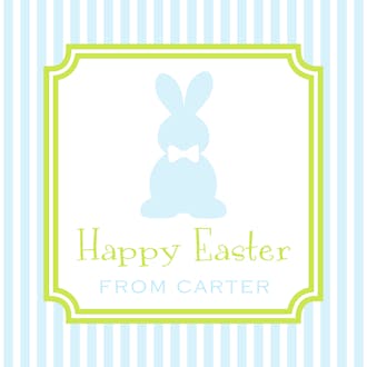 Easter Bunny Blue Stripes Gift Sticker