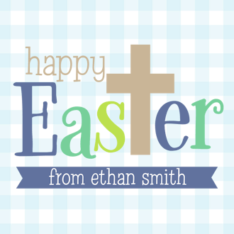 Happy Easter Gingham Gift Sticker