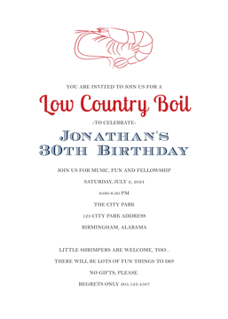 Low Country Boil Invitation