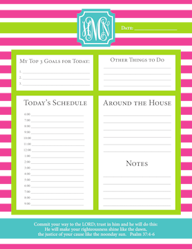 Turquoise Strawberry Lime Daily Schedule Notepad