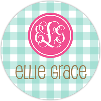 Mint Gingham Water-resistant Label