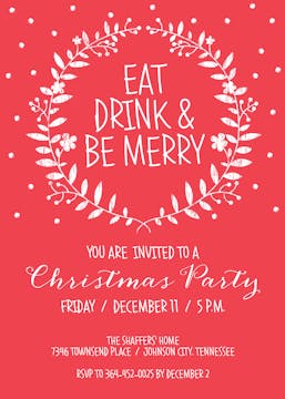 Eat Drink & Be Merry Holiday Invitation