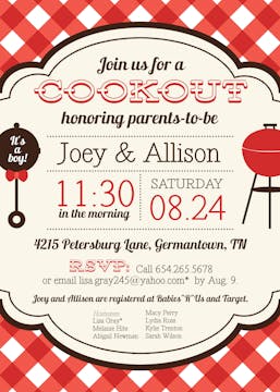 Red Check Cookout Invitation 