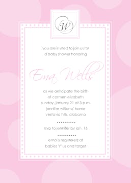 Pink circle baby shower invitation