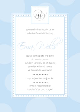 Blue circle baby shower invitation