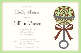 Rattle Mint Baby Shower Invitations