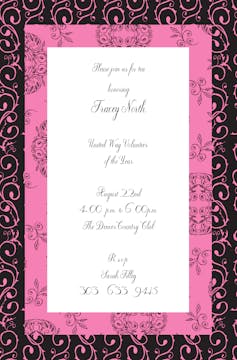 Vintage Black & Pink Invitation