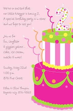Girl 2 Cake Invitation