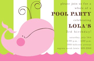 Pink Whale Children's Birthday Invitation