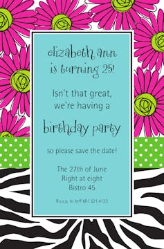 Zebra Daisies Invitation