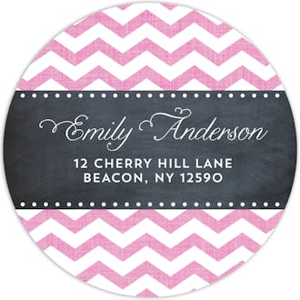 Chevron Chalkboard Baby Pink Round Return Address Sticker