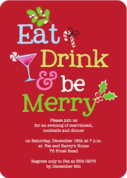 Eat Drink Be Merry Holiday Invitation