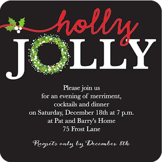 Holly Jolly Holiday Square Invitation