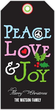 Peace Love Joy Collage Hanging Gift Tag
