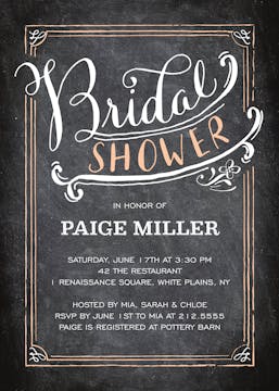 Bridal Shower Calligraphy Invitation