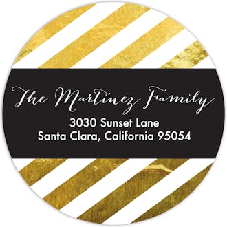 Elegant Gold Stripes Round Address Sticker