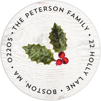 Rustic Christmas Party Round Address Sticker