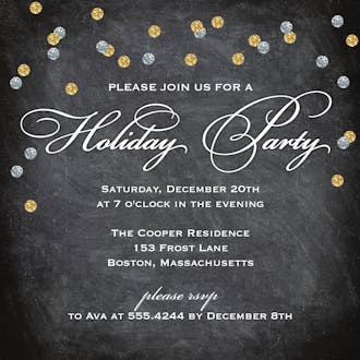 Elegant Holiday Party Confetti Invitation