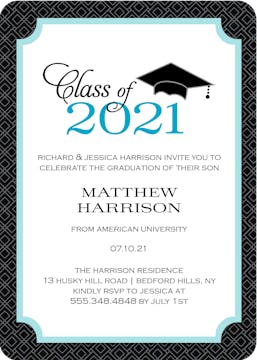 Graduate Cap Invitation Blue