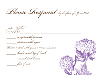 Vintage Hydrangea Reply Card