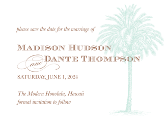 Vintage Palm Tree Save The Date Card