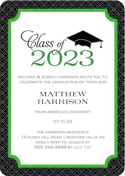 Graduate Cap Invitation Green