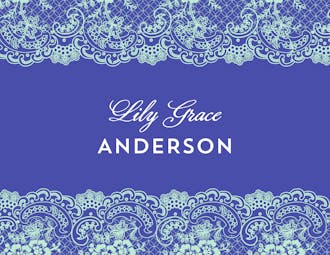 Lace Borders Blue Folded Note