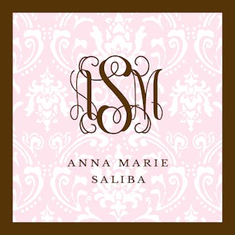 Damask Pink With Chocolate Edge Flat Enclosure Card