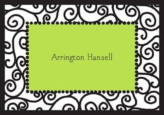 Scrollwork Black & Lime Folded Note