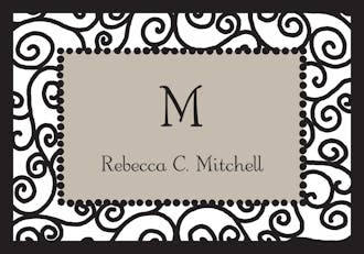Scrollwork Taupe & Black Folded Note